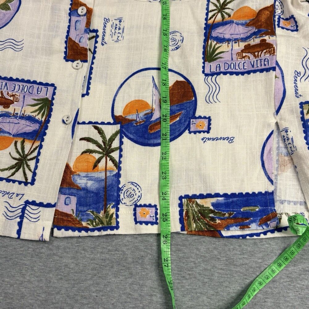 Paper Heart Tropical Stamp Print Camp Shirt Linen Blend‎ Oversized Womens M NWT - Picture 11 of 12